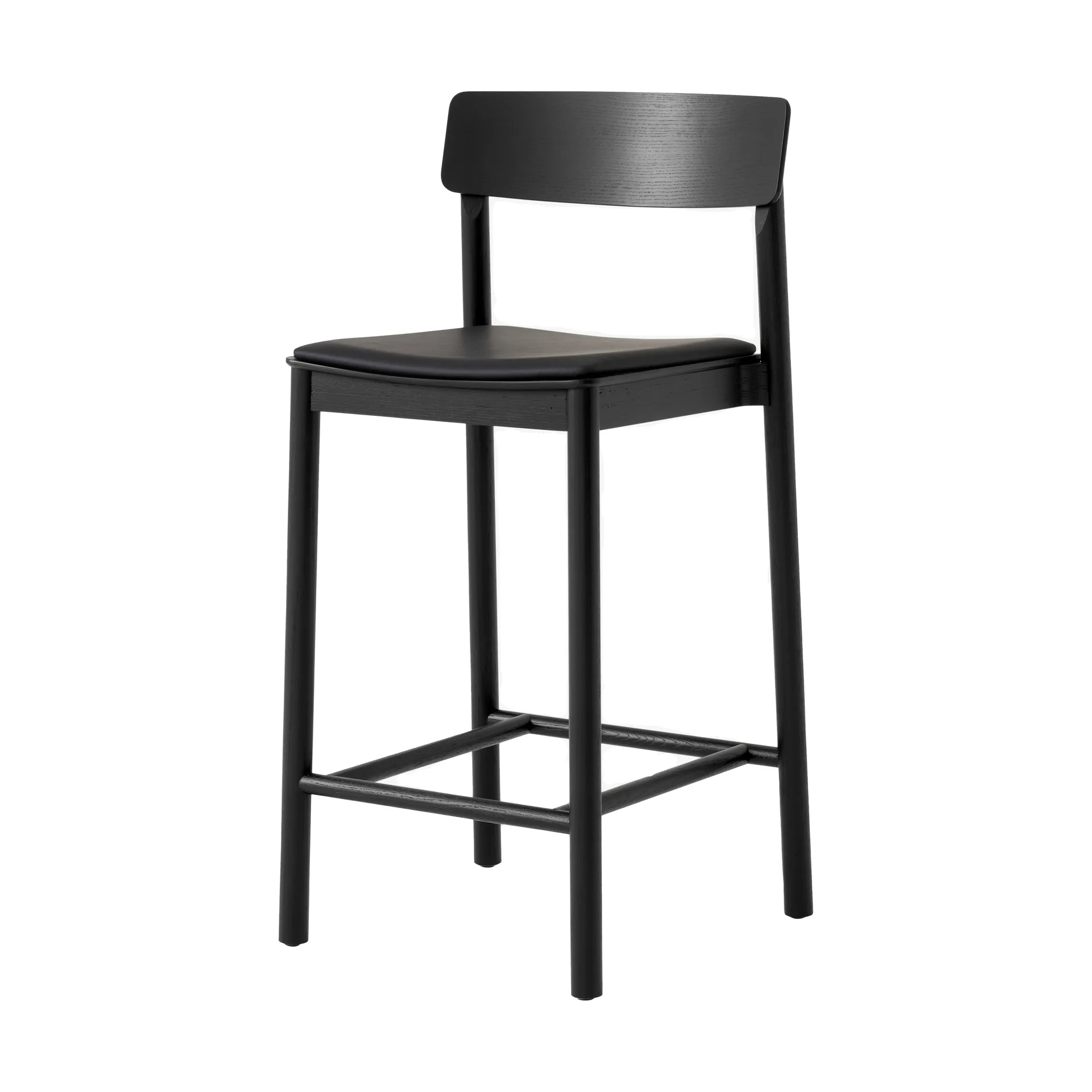 Betty TK14 Counter Chair μπαρ καρέκλα 65 cm, Noble μαύρο δέρμα-μαύρη λουστραρισμένη φράξος &Tradition