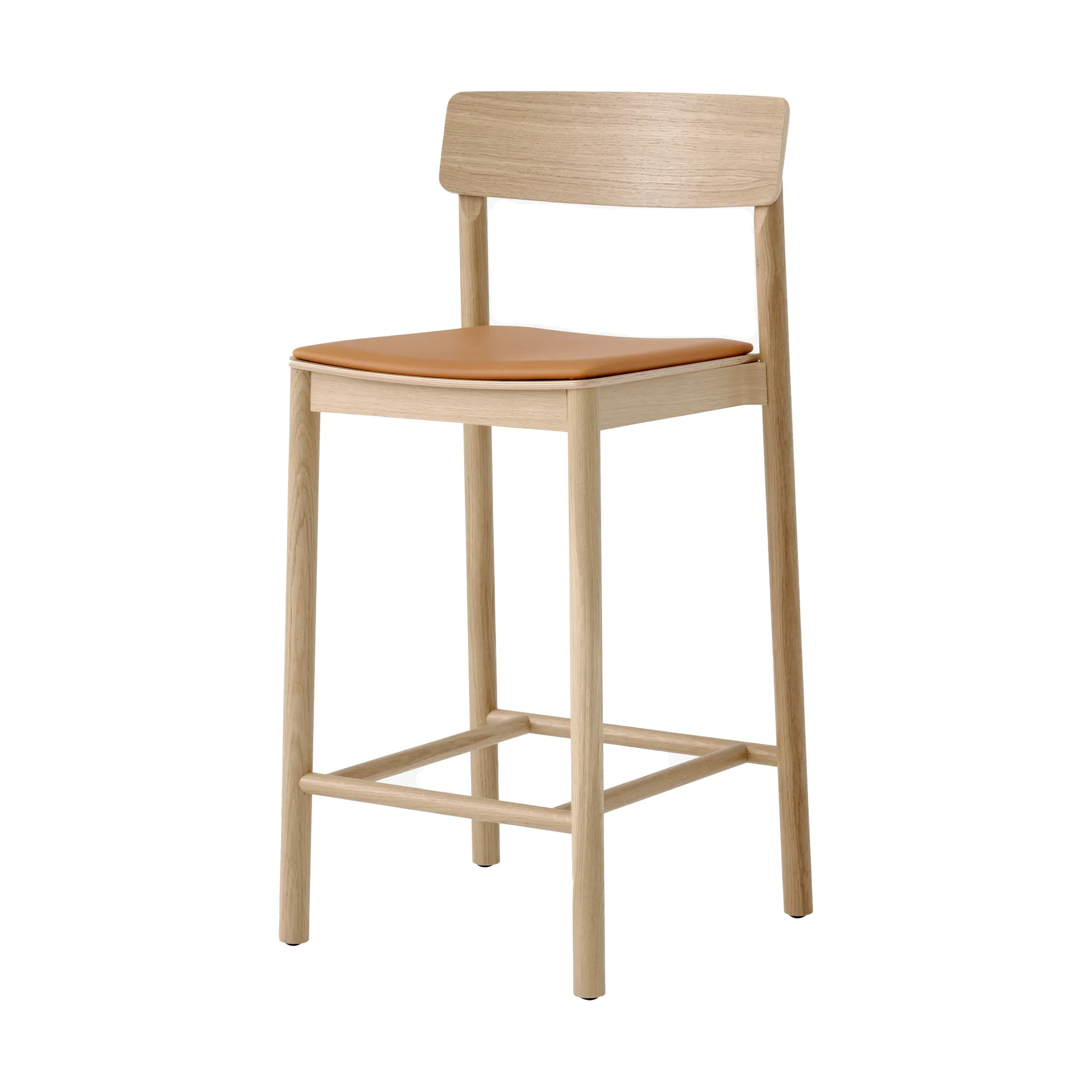 Betty TK14 Counter Chair μπαρ καρέκλα 65 cm, Noble κονιάκ χρώματος δέρμα-λουστραρισμένη δρυς &Tradition