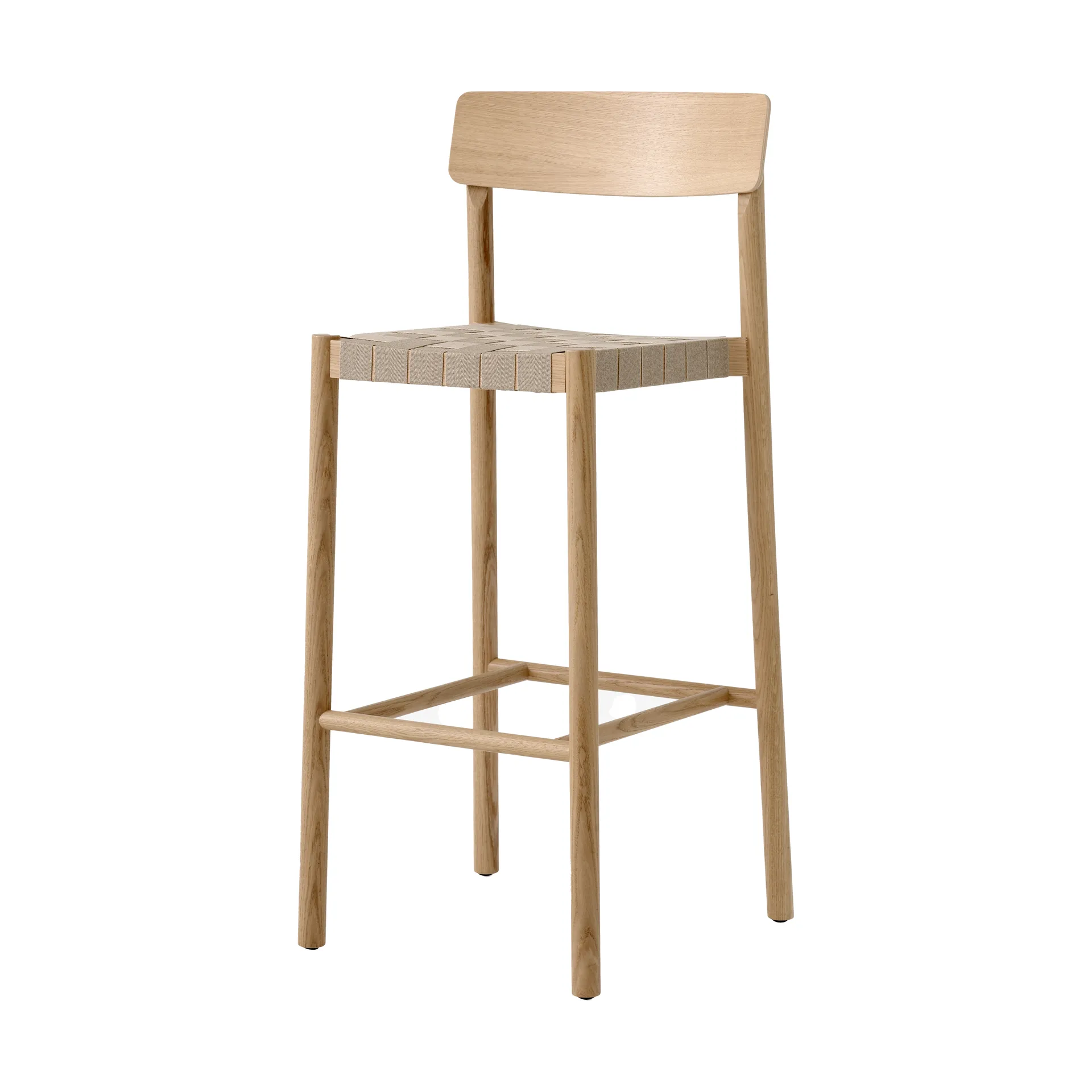 Betty TK15 Bar Chair μπαρ καρέκλα 75 cm, Λουστραρισμένη δρυς-λινό σε φυσικό χρώμα &Tradition