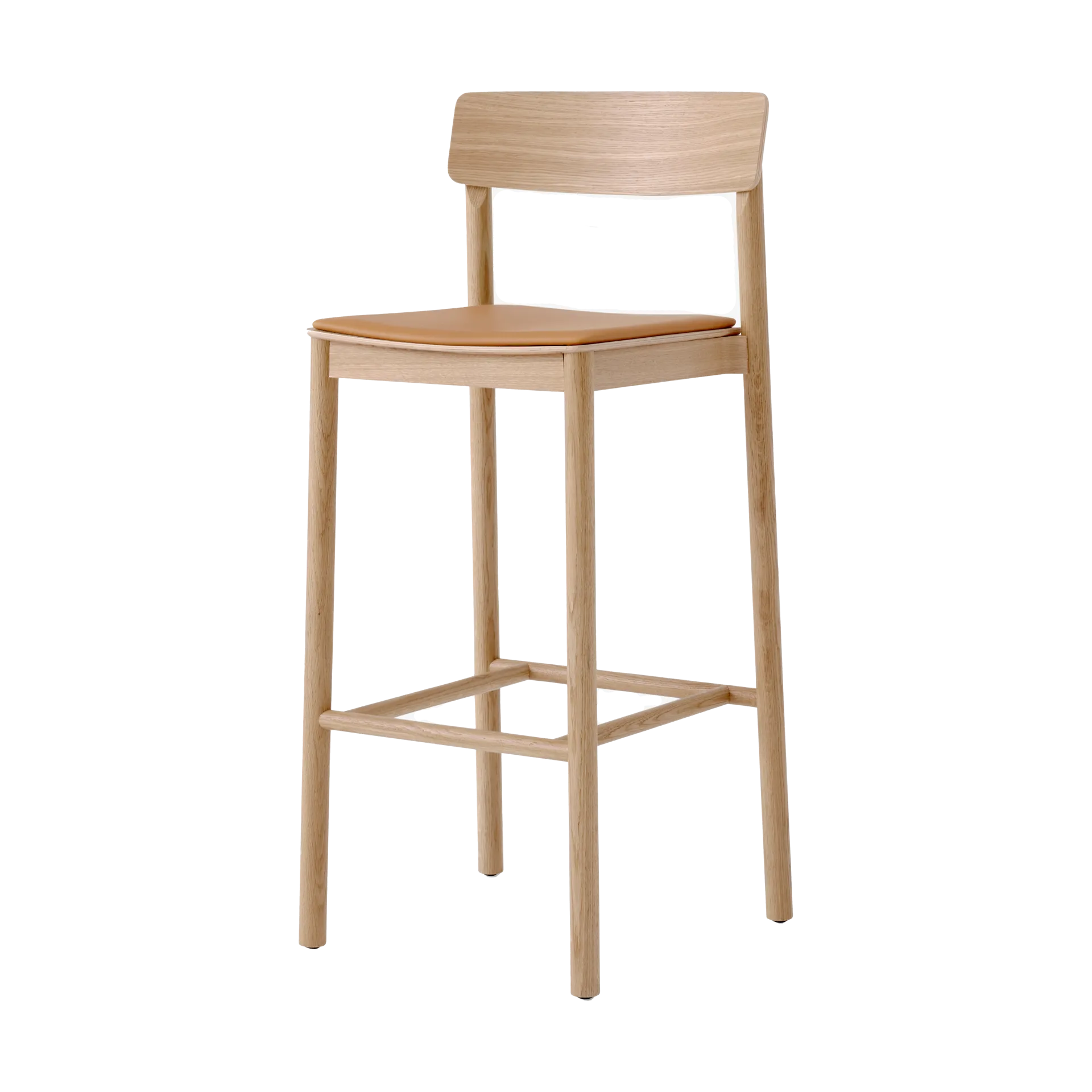 Betty TK17 Bar Chair μπαρ καρέκλα 75 cm, Noble κονιάκ χρώματος δέρμα-λουστραρισμένη δρυς &Tradition