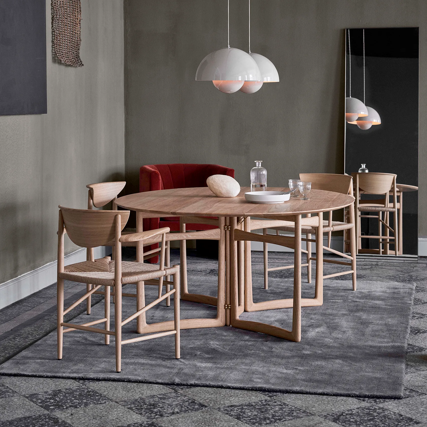 Τραπεζαρία Drop Leaf HM6, Λευκή λαδωμένη δρυς &Tradition