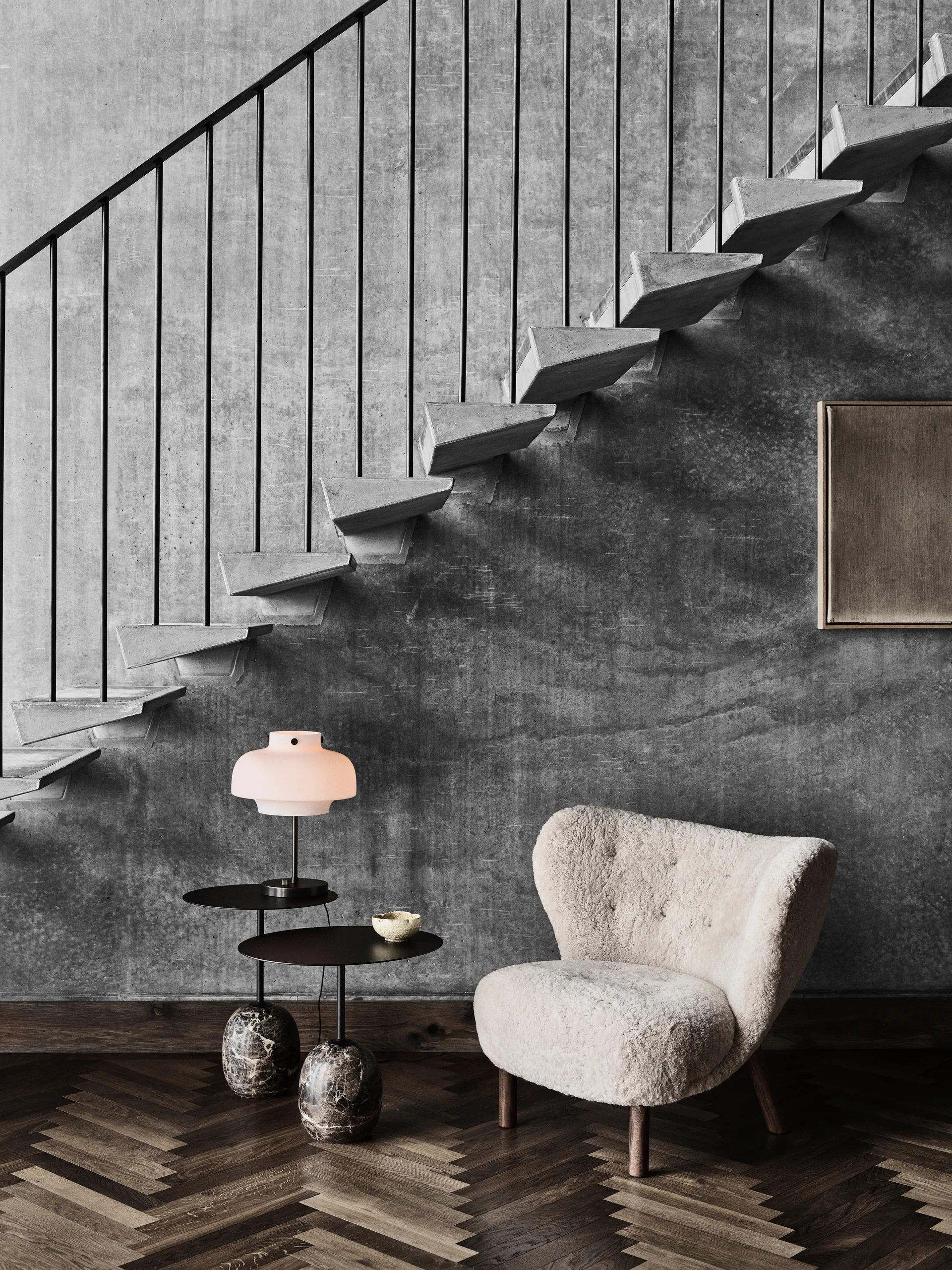 Lato βοηθητικό τραπεζάκι LN8, Warm black-Emparador marble &Tradition