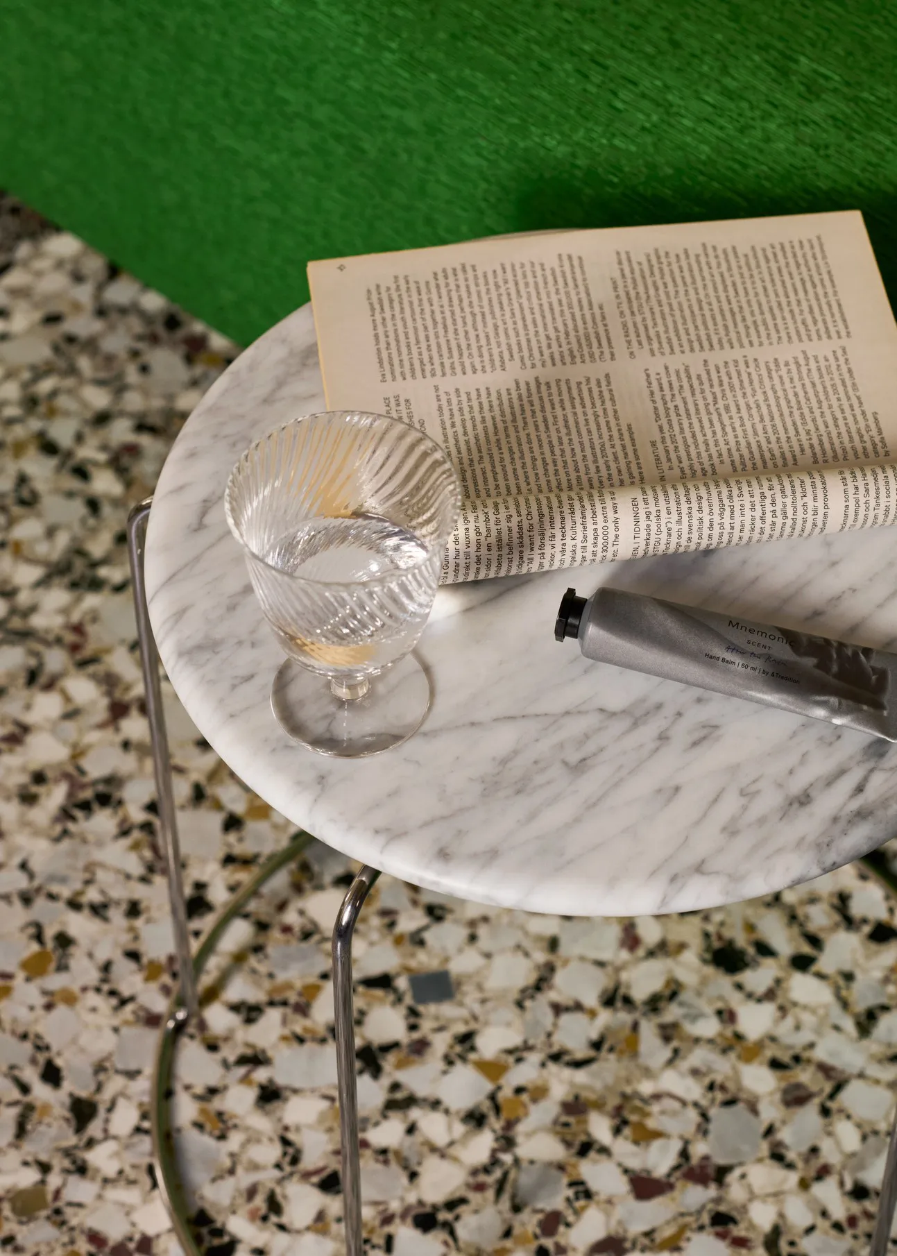 Wire Stool VP11 επάνω επιφάνεια Ø38 cm, Μάρμαρο Bianco Carrara &Tradition