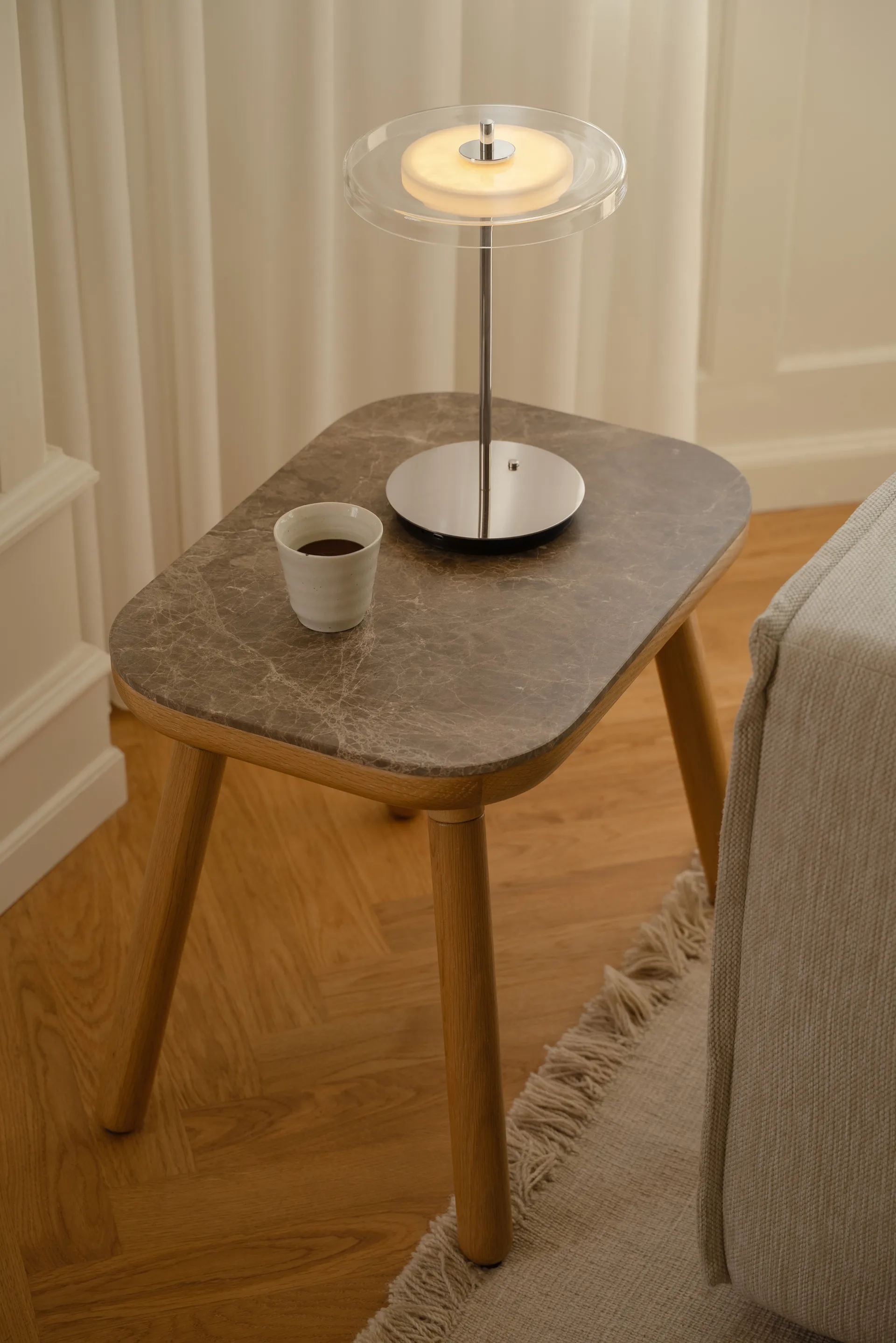 Asteria Move επιτραπέζιο φωτιστικό, Glass-polished steel Umage