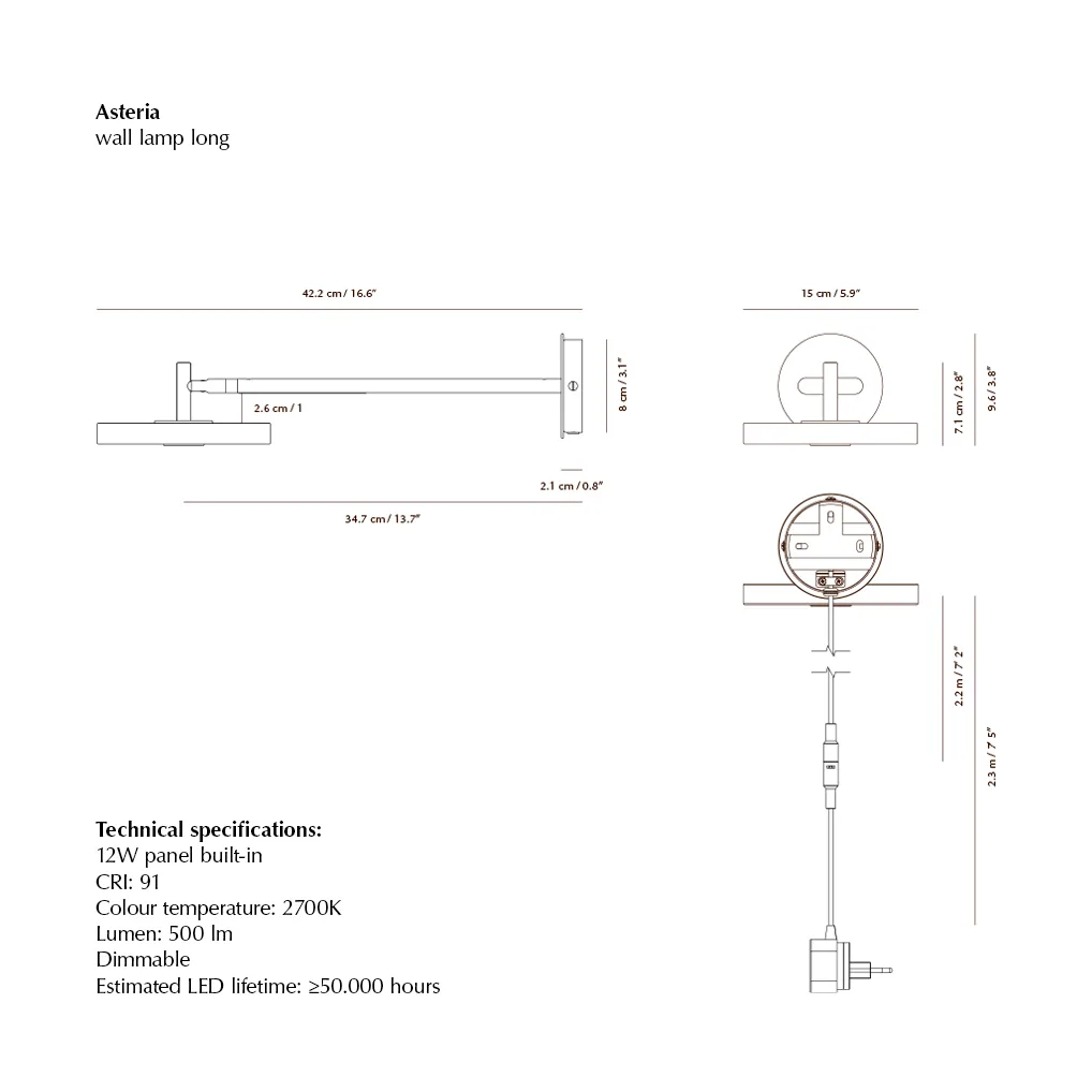 Asteria Wall απλίκα τοίχου, Long, Nuance rose-chrome Umage