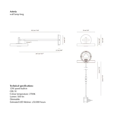 Asteria Wall απλίκα τοίχου - Long, Nuance rose-chrome - Umage