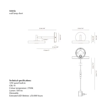 Asteria Wall απλίκα τοίχου - Short, Pearl white-chrome - Umage