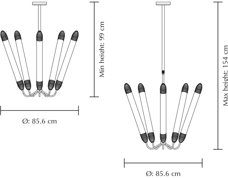 Lemon Squeeze Penta long φωτιστικό οροφής , Plated brass Umage