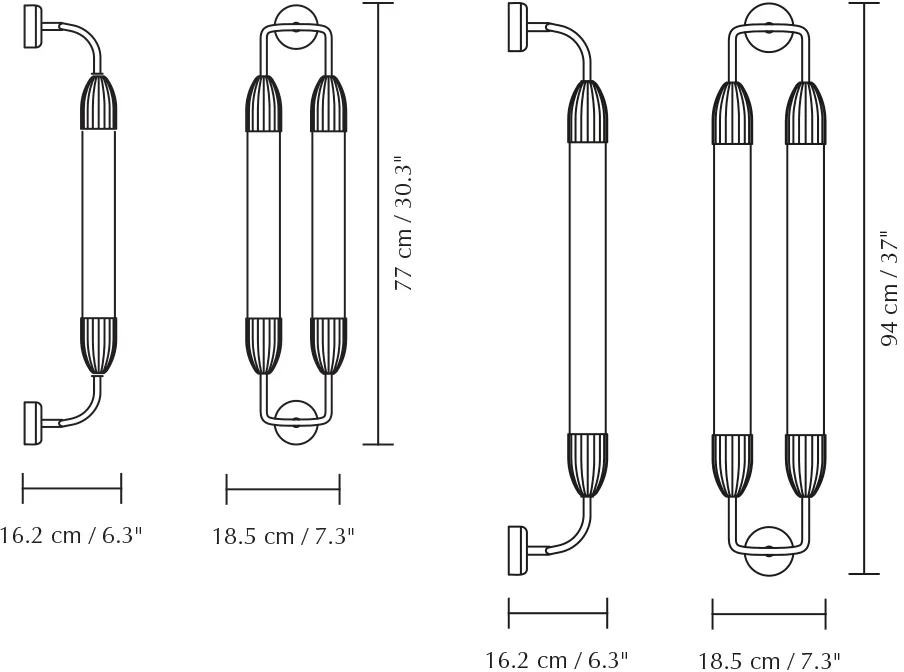 Lemon Squeeze Wall long επιτοίχιο φωτιστικό, Double polished steel Umage