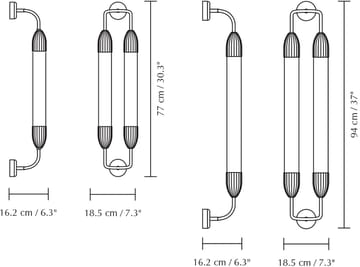 Lemon Squeeze Wall long επιτοίχιο φωτιστικό - Double polished steel - Umage