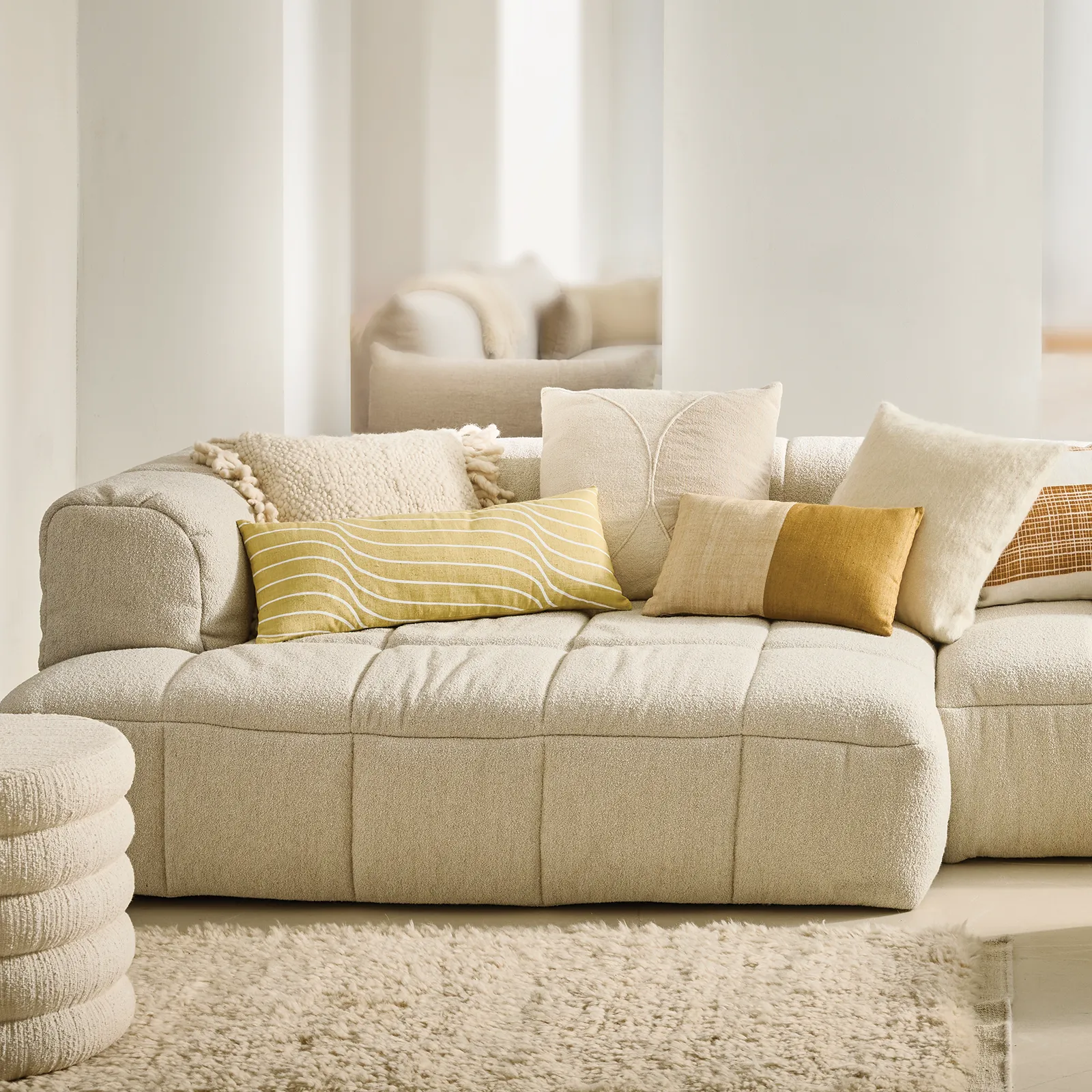 Πούφ Andria Ø39 cm, Off white URBAN NATURE CULTURE