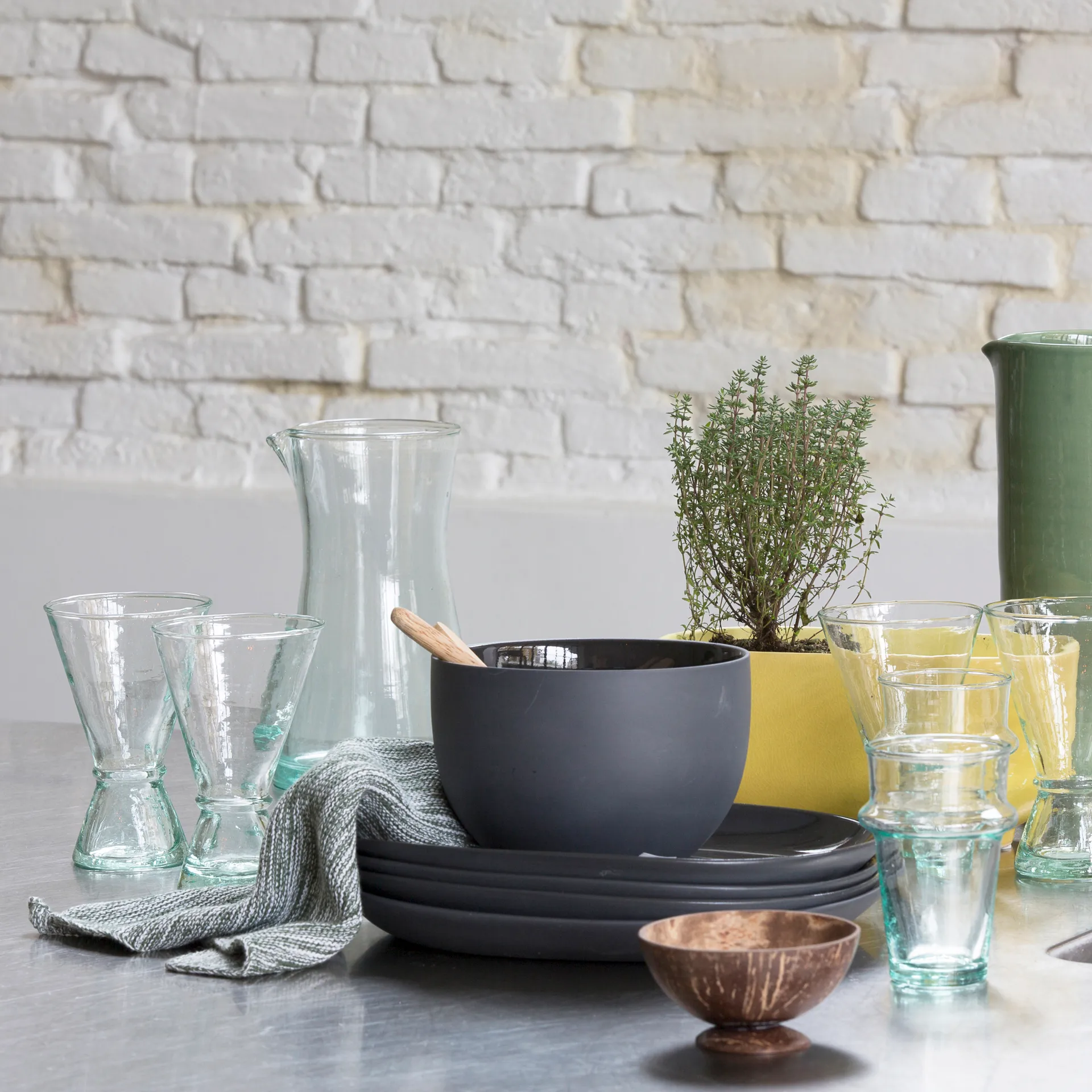 Wine γυάλινο ανακυκλωμένο ποτήρι μεσαίο, Διαφανές-πράσινο URBAN NATURE CULTURE