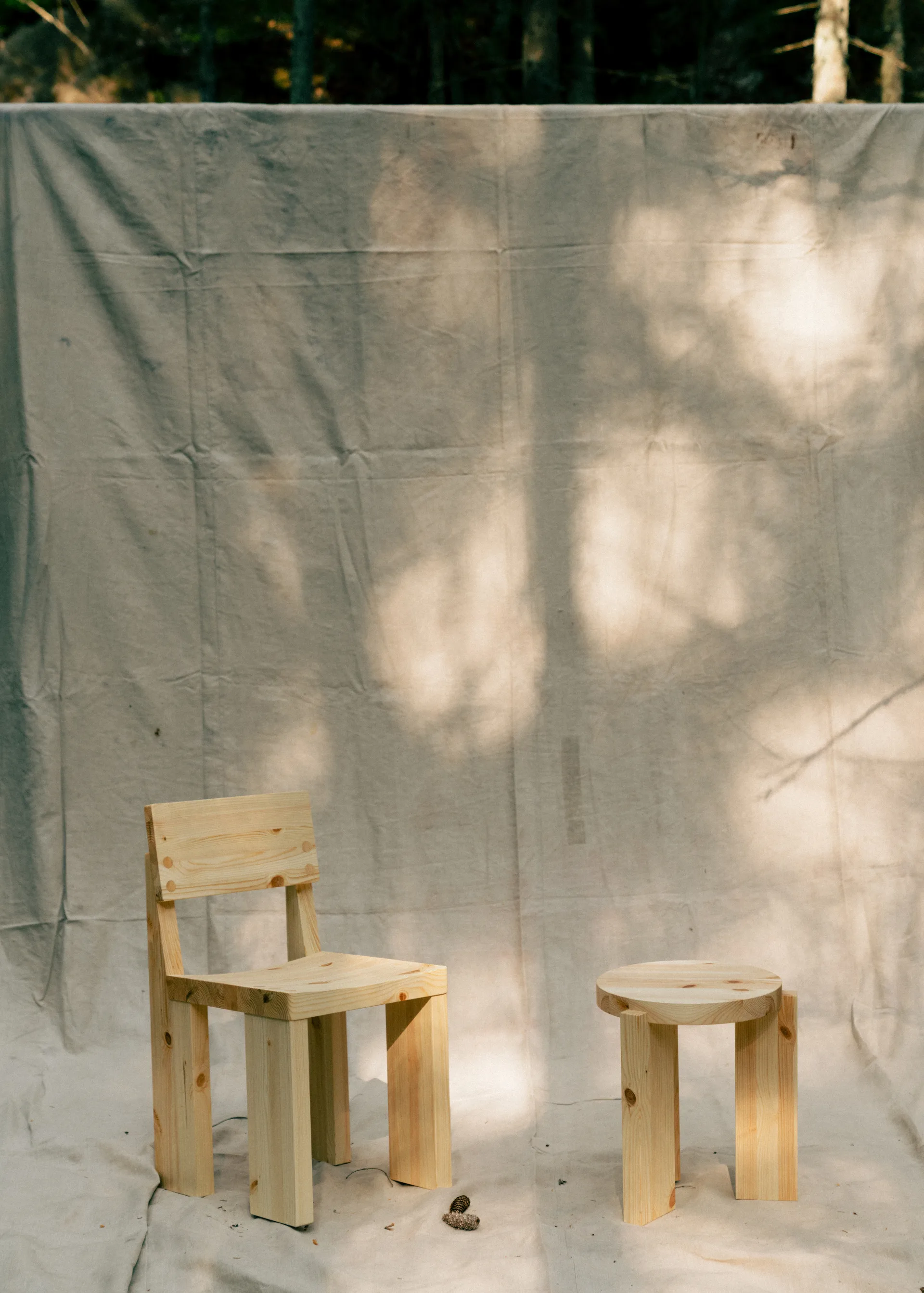 001 Stool σκαμπό, Ματ λαδοκερωμένη πεύκη, Ø40x44 εκ. Vaarnii
