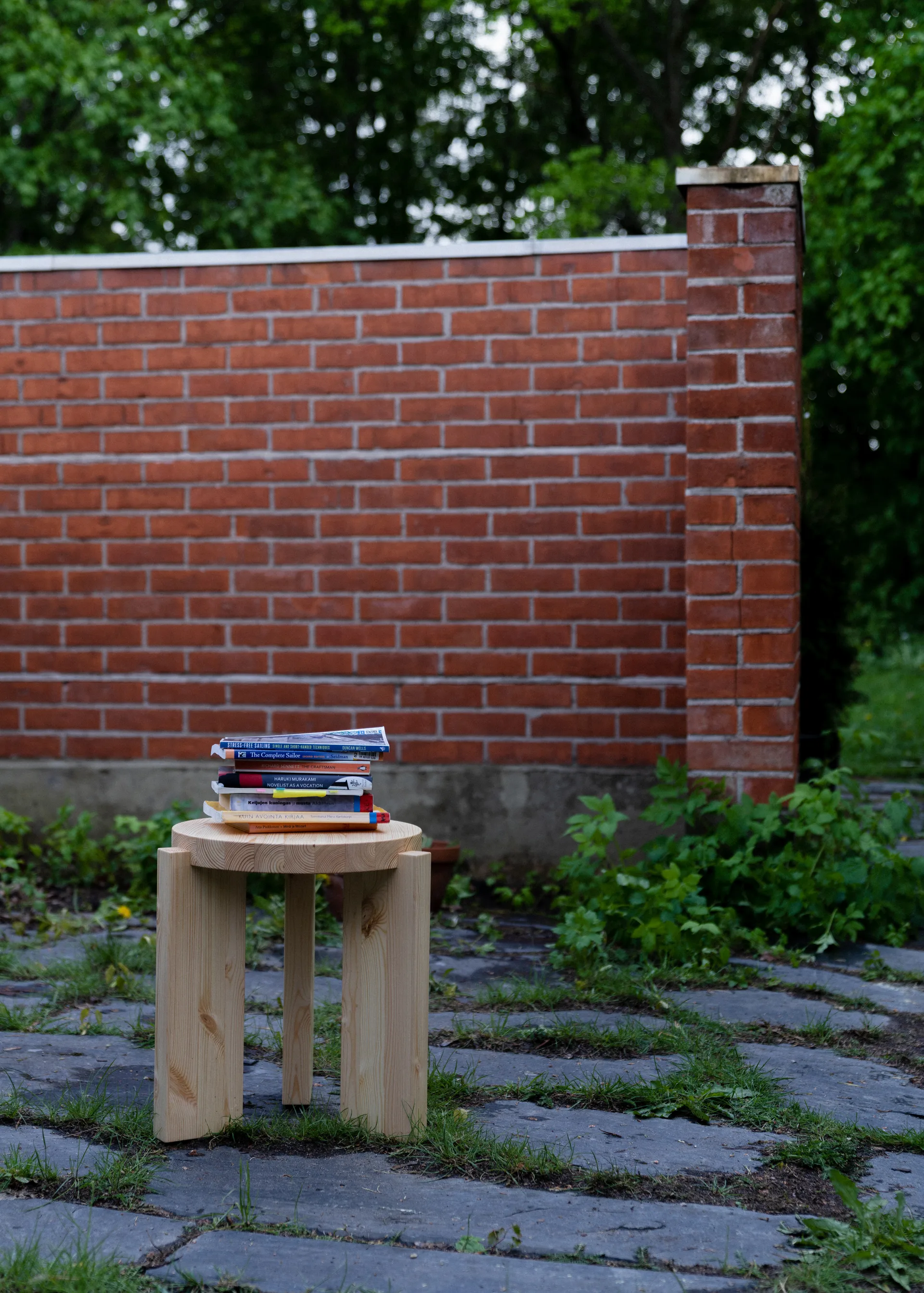 001 Stool σκαμπό, Ματ λαδοκερωμένη πεύκη, Ø40x44 εκ. Vaarnii