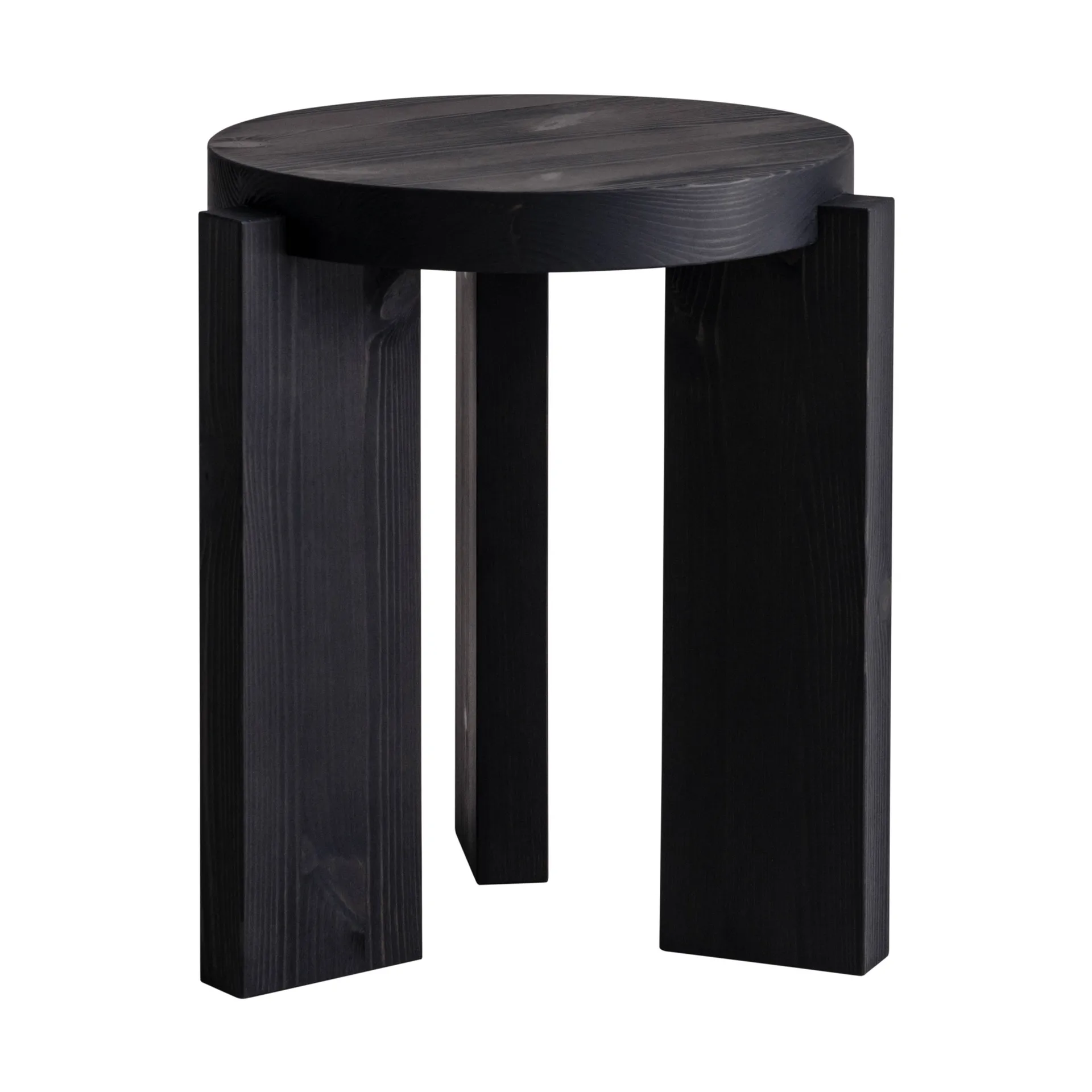 001 Stool σκαμπό, Μαύρο-βαμμένο πεύκο, Ø40x44 εκ. Vaarnii