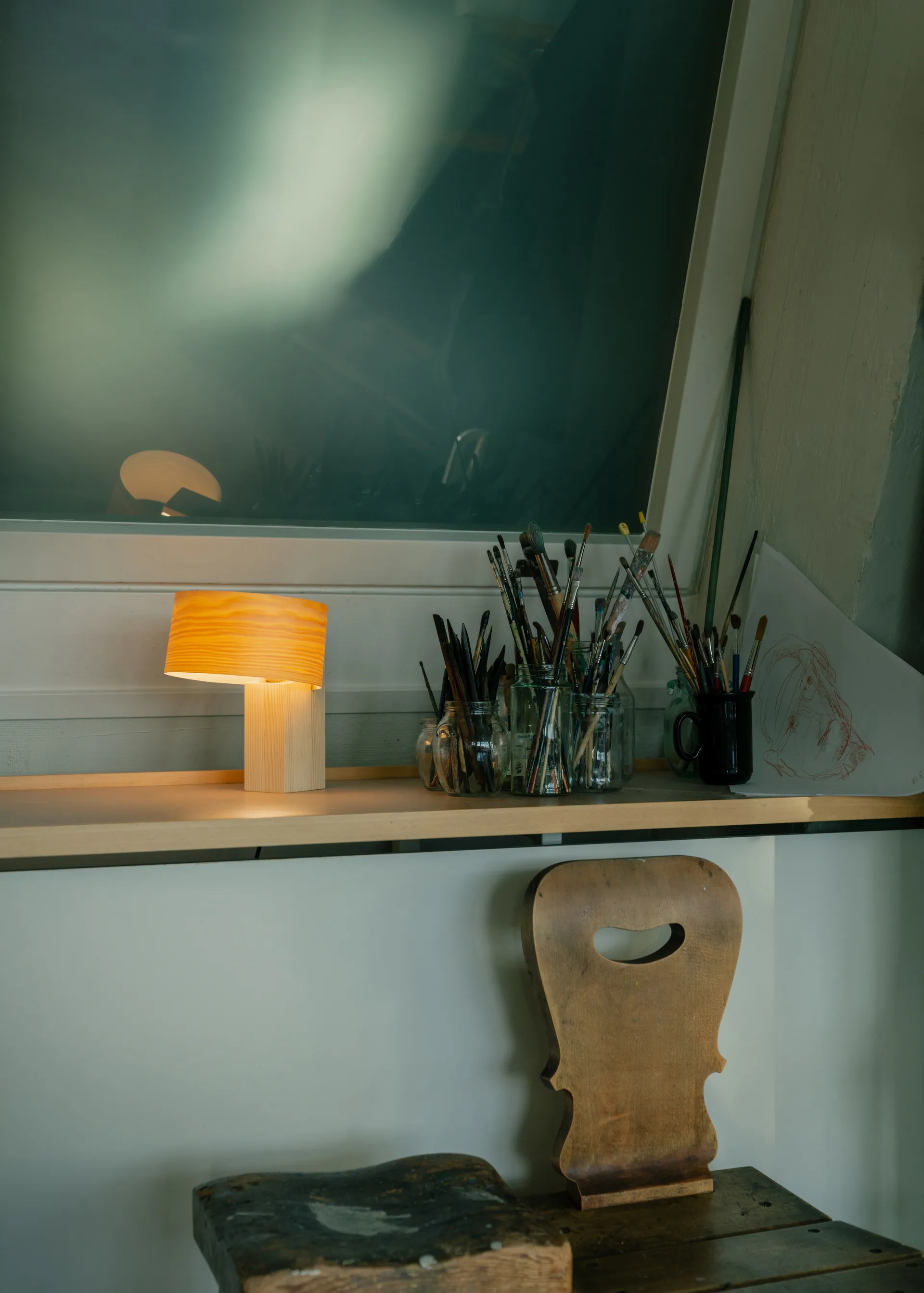 018 Hoop Table Lamp επιτραπέζιο φωτιστικό, Ματ ελαιοκερωμένο πεύκο, 23 εκ. Vaarnii