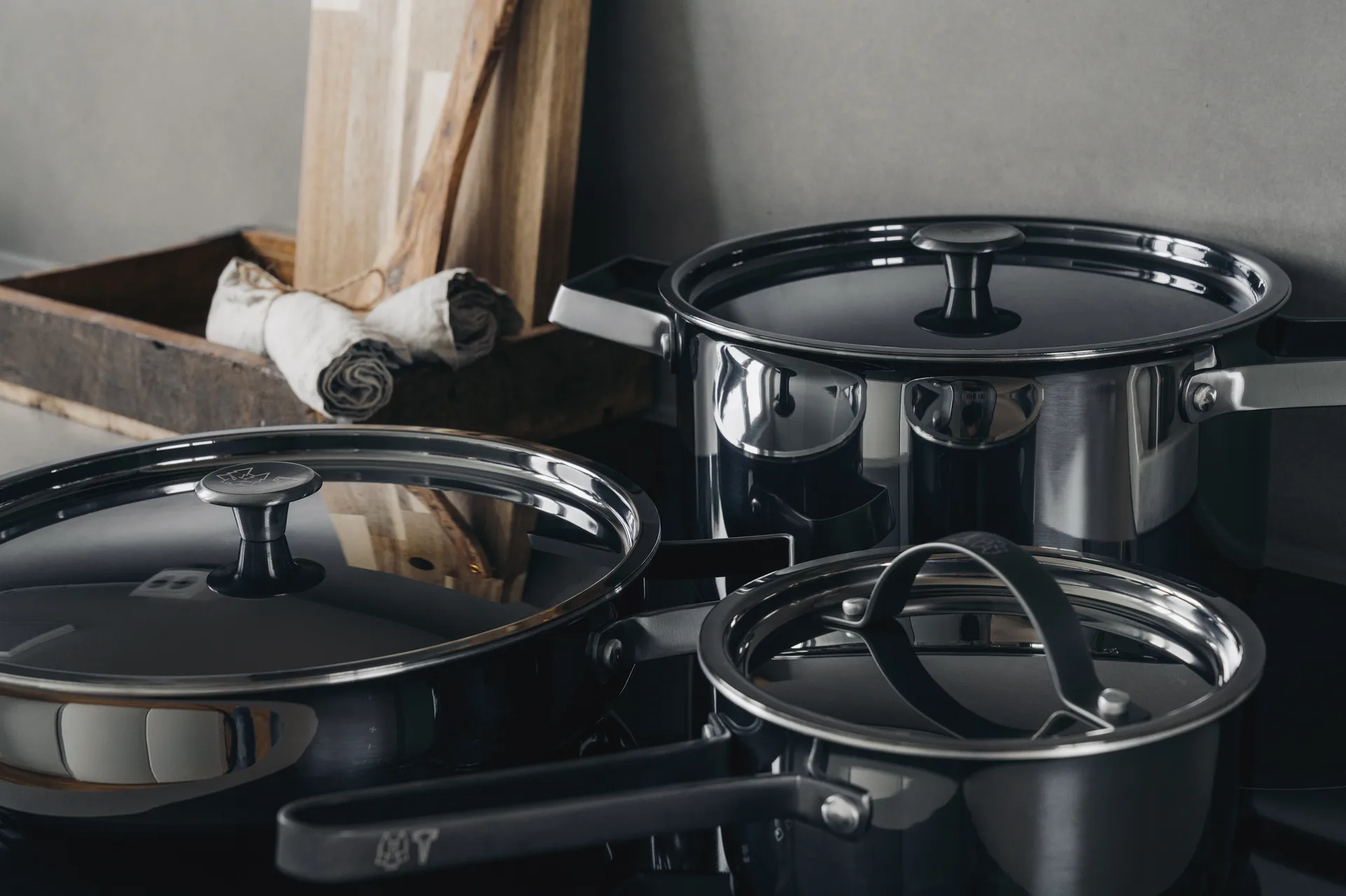 Επαγγελματικό σετ κατσαρολών, Blacksteel, συσκευασία 4 τεμαχίων Vargen & Thor