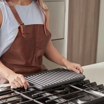 Αντικολλητική πλάκα γκριλ από χυτοσίδηρο, διπλής όψης, 21x33 εκ. - Μάυρο - Victoria