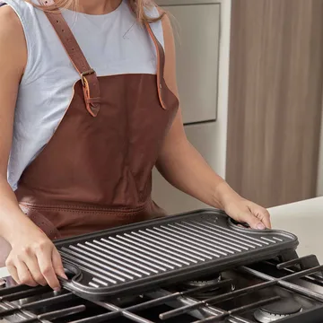 Ανάγλυφη πλάκα ψησίματος από χυτοσίδηρο διπλής όψης 25x47 εκ. - Μάυρο - Victoria