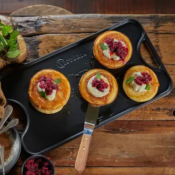 Ανάγλυφη πλάκα ψησίματος από χυτοσίδηρο διπλής όψης 25x47 εκ. - Μάυρο - Victoria