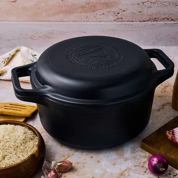 Σετ Combo Cooker χυτοσιδήρου κατσαρόλα-τηγάνι 2 τεμαχίων - Μάυρο - Victoria