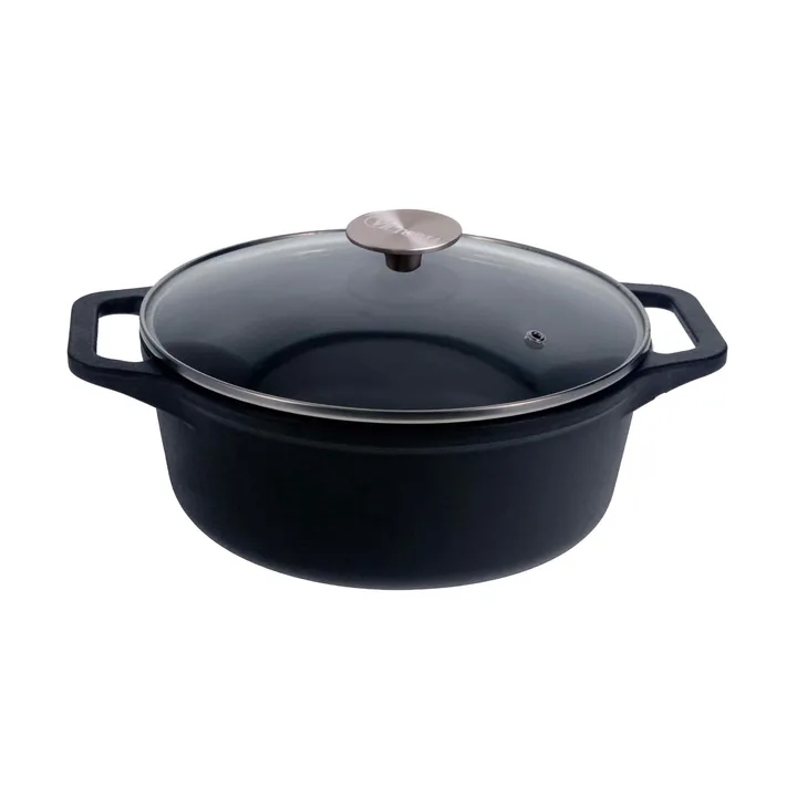Victoria κατσαρόλα μαντεμένια γυάλινο καπάκι pre-seasoned - 3,8 l - Victoria