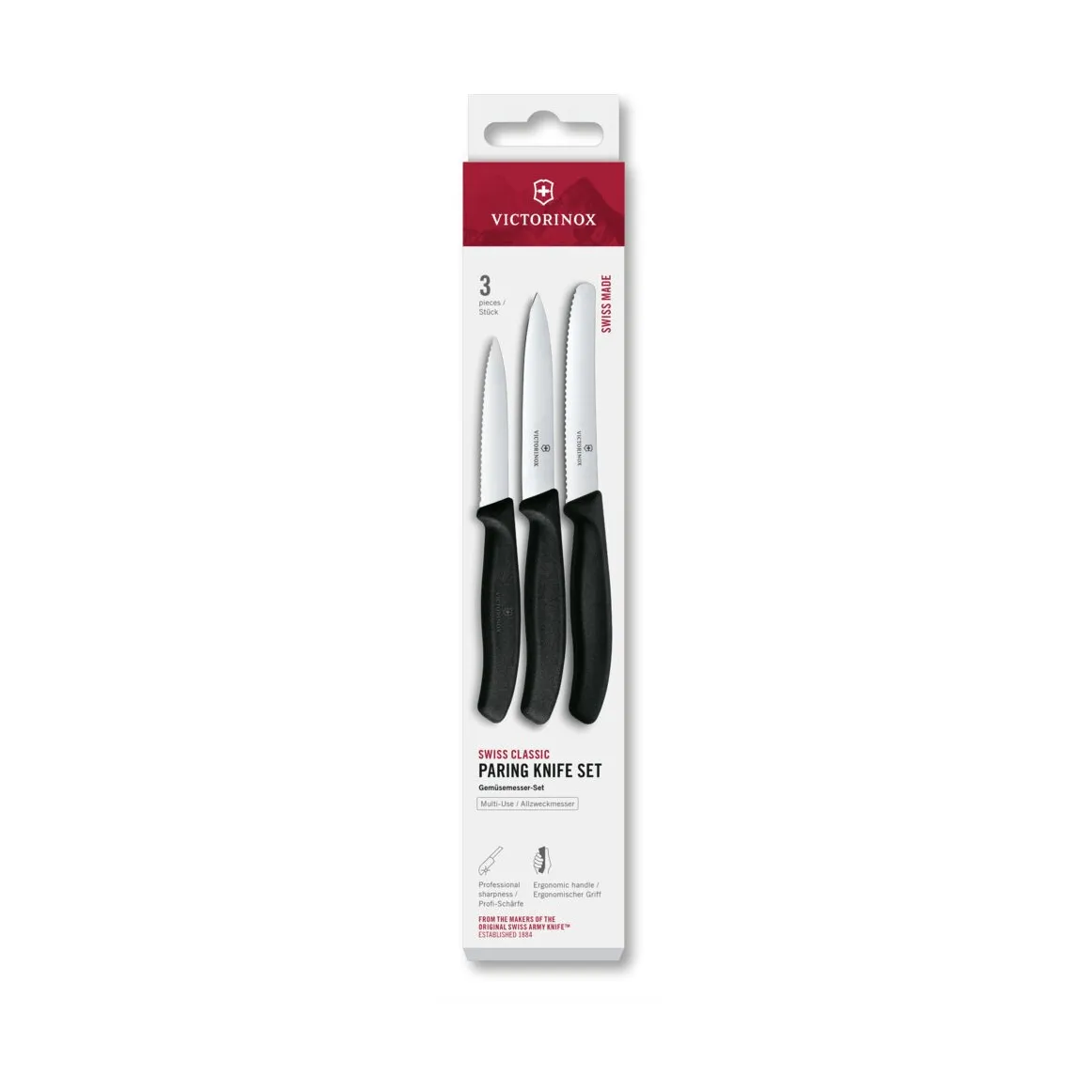 Σετ αποφλοιωτικών μαχαιριών Victorinox Swiss Classic 3 τεμαχίων, Μάυρο Victorinox