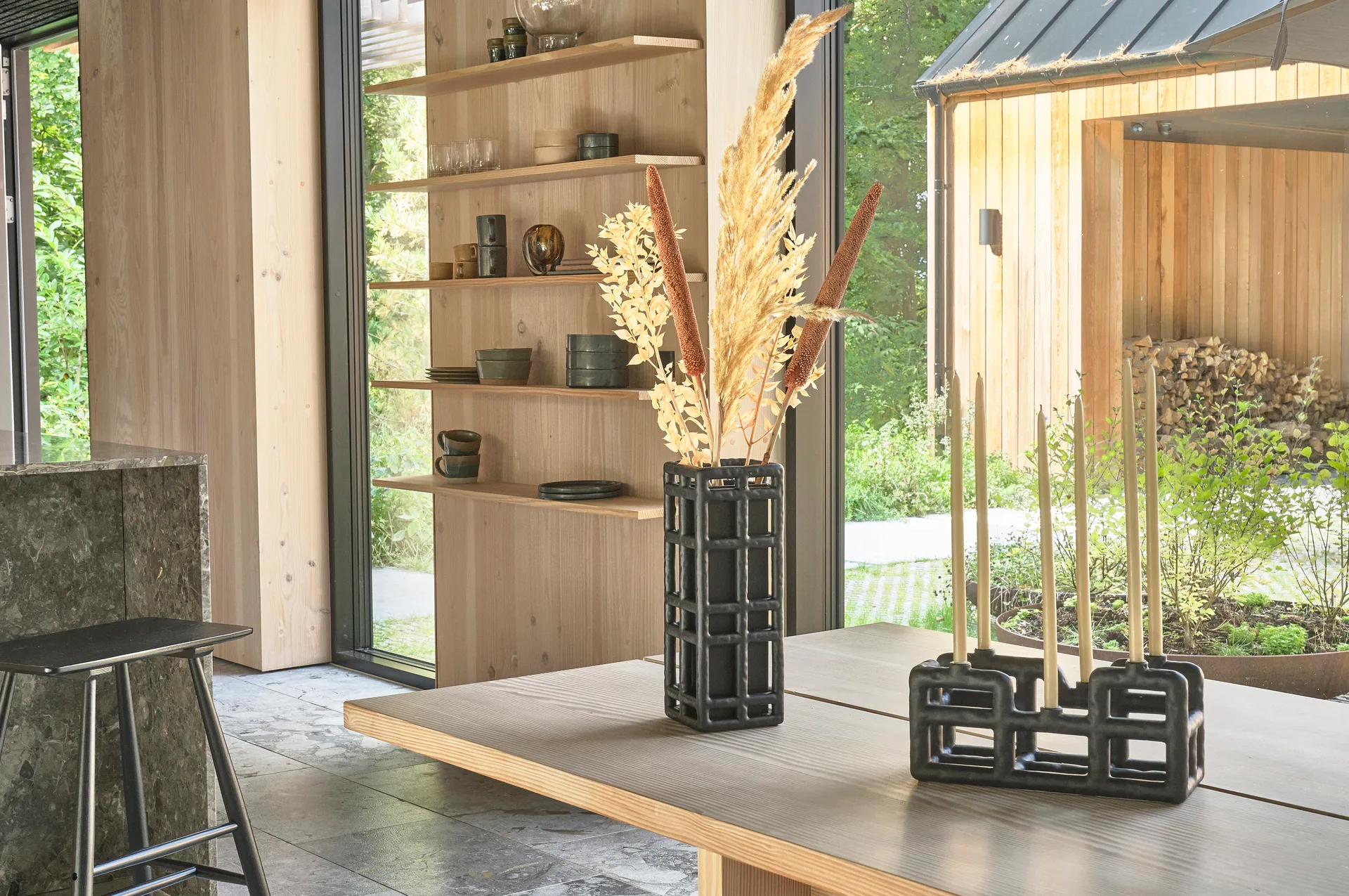 Βάζο, Lyng, 11x11x30 εκ, Μαύρο Villa Collection