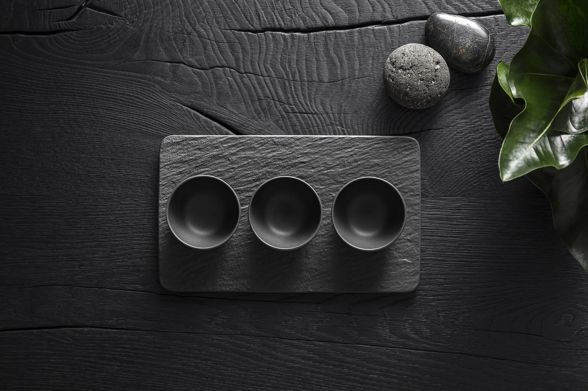 Manufacture Rock μπολ για ντιπ 3 τμχ. με δίσκο, Μαύρο Villeroy & Boch