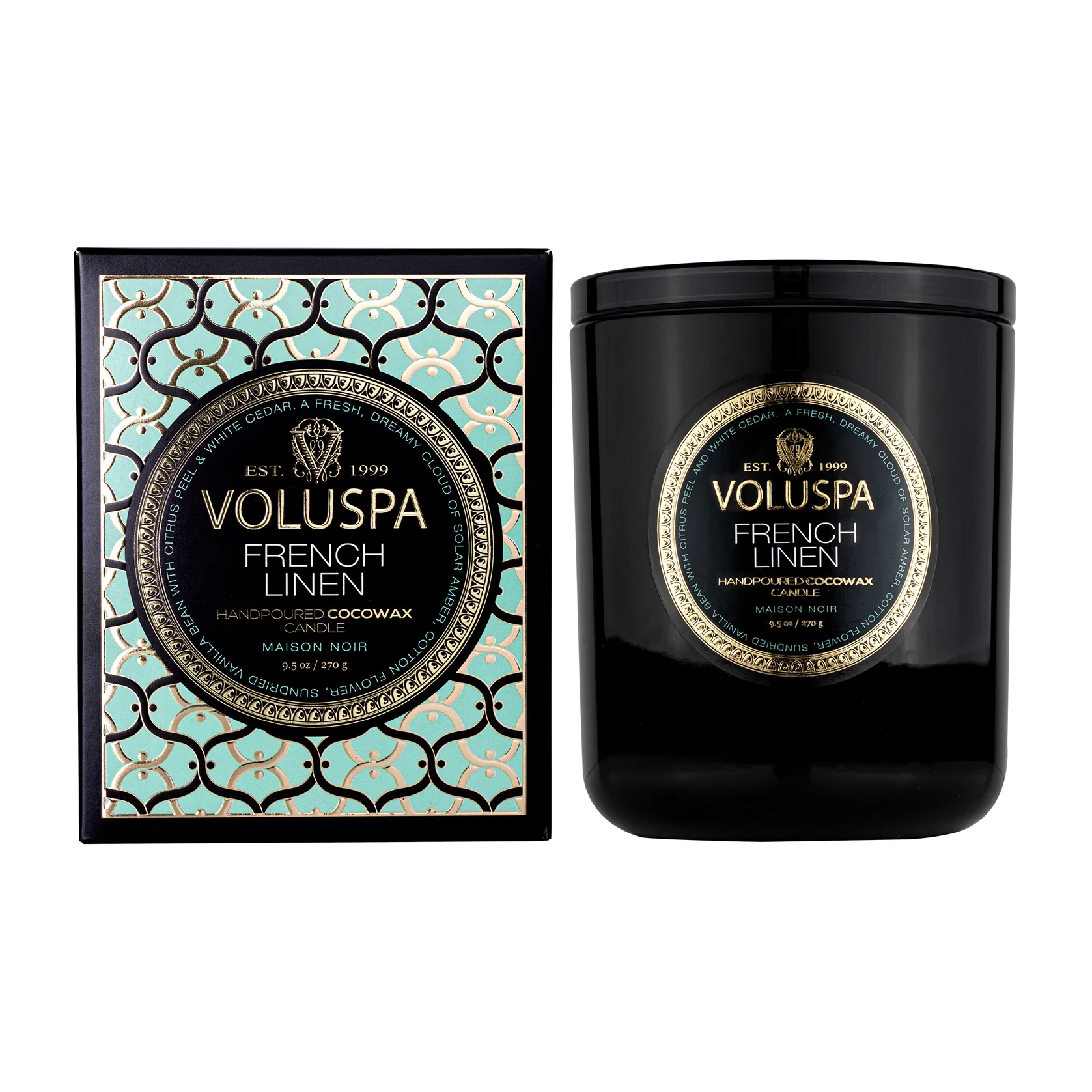 Classic Maison Noir αρωματικό κερί 60 ώρες, Γαλλικό Λινό Voluspa