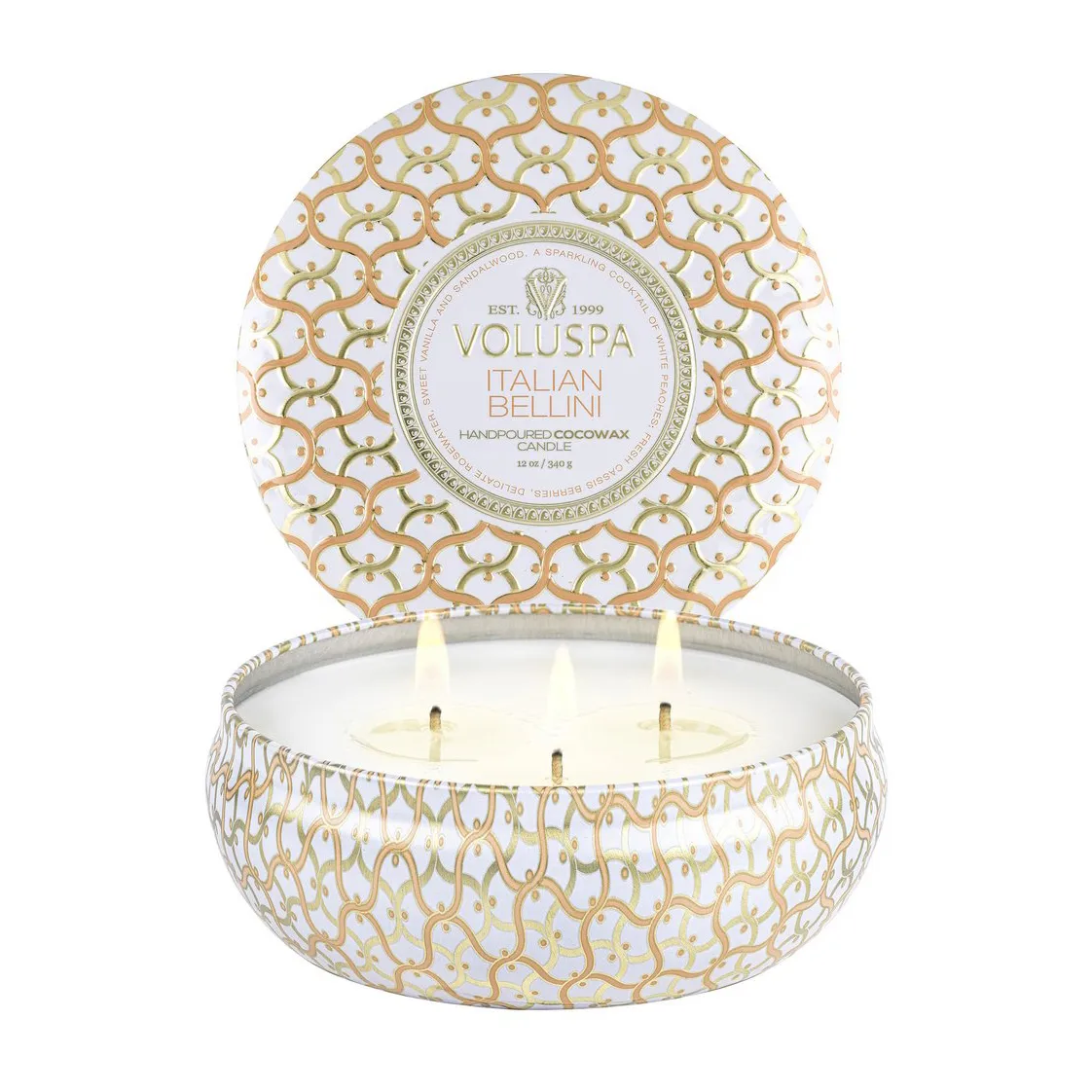 Maison Blanc 3-wick Tin αρωματικό κερί 40 ώρες, Italian Bellini Voluspa