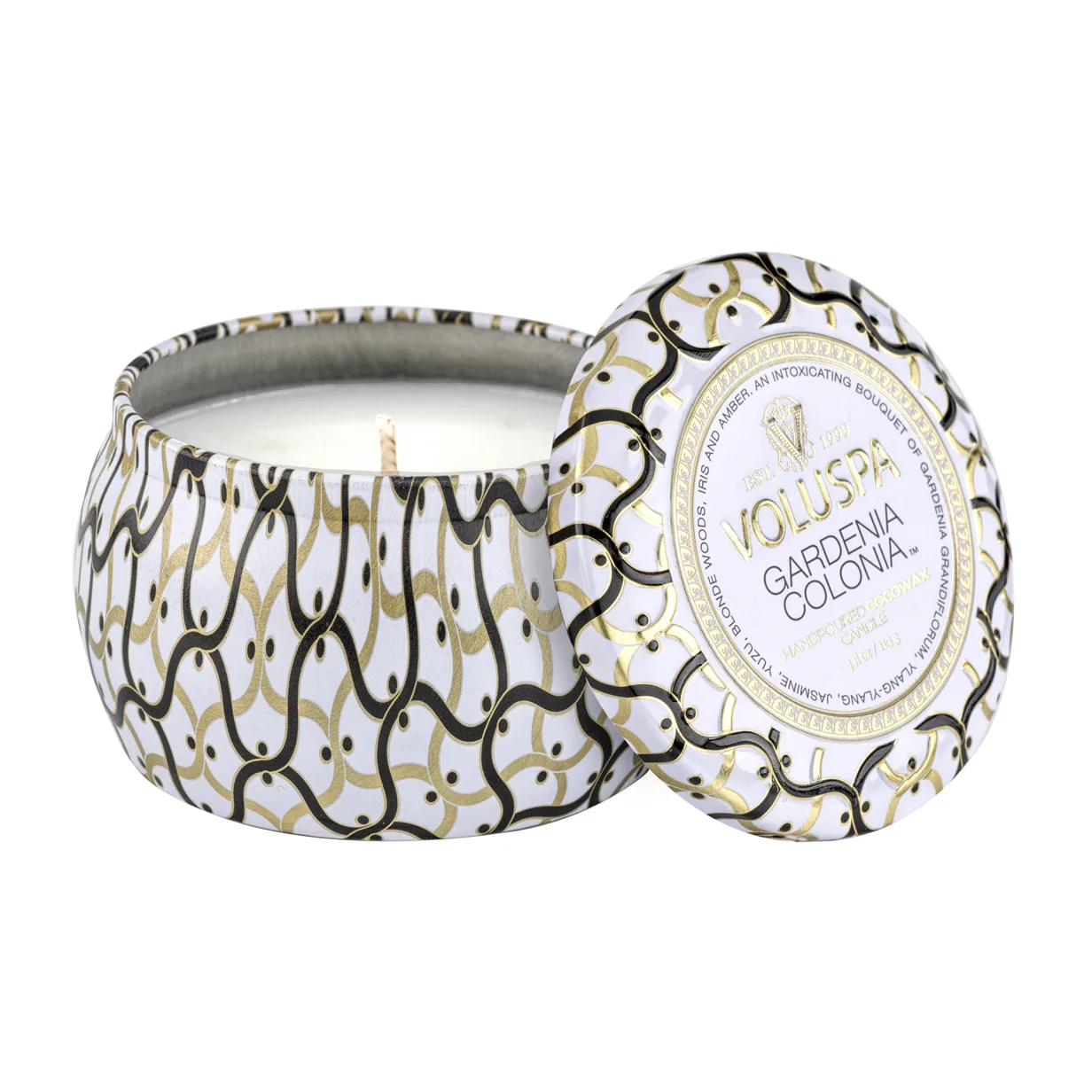 Maison Blanc Mini Tin αρωματικό κερί 25 ώρες, Gardenia Colonia Voluspa