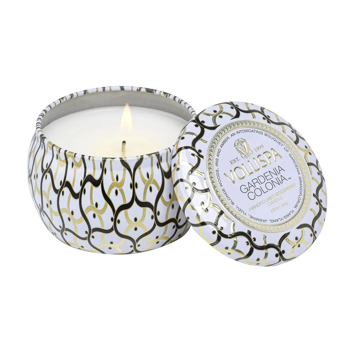Maison Blanc Mini Tin αρωματικό κερί 25 ώρες, Gardenia Colonia Voluspa