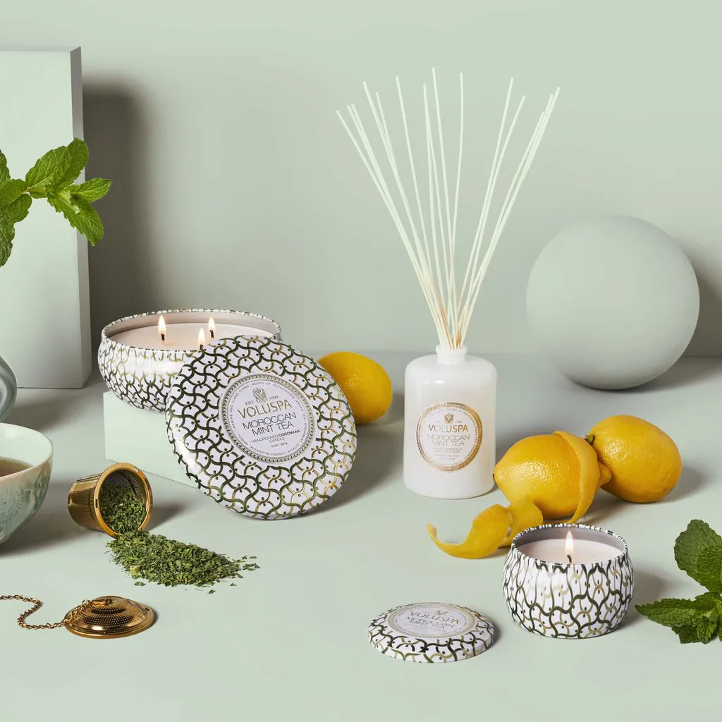 Maison Blanc Mini Tin αρωματικό κερί 25 ώρες, Moroccan Mint Tea Voluspa