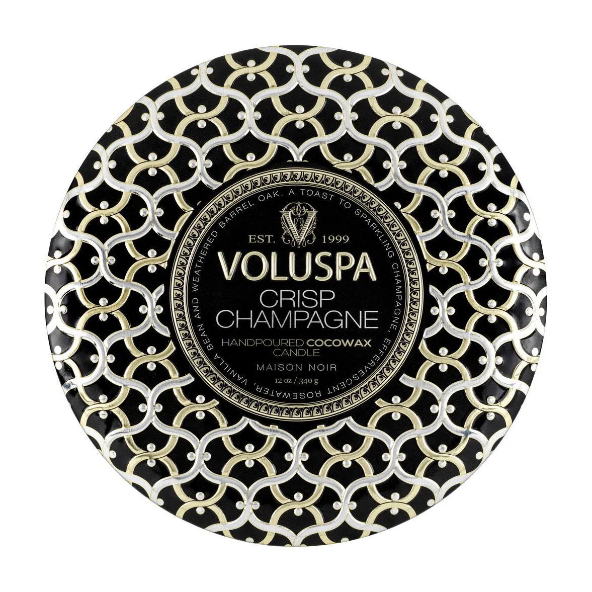 Maison Noir 3-wick Tin αρωματικό 40 ώρες, Crisp Champagne Voluspa