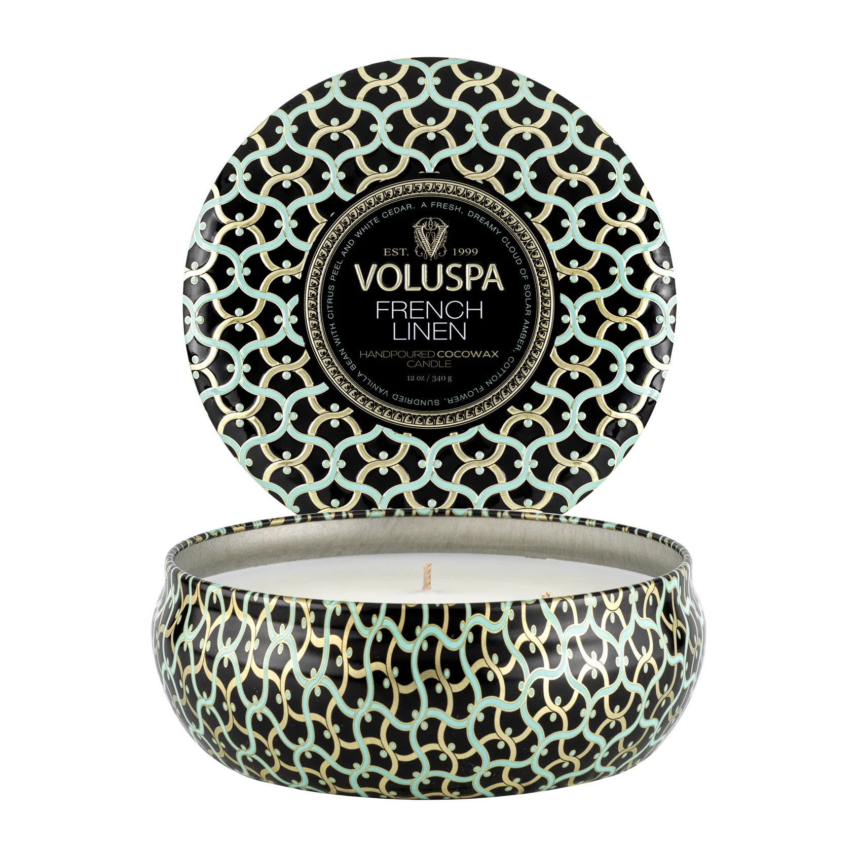 Maison Noir 3-wick Tin αρωματικό 40 ώρες, Γαλλικό Λινό Voluspa