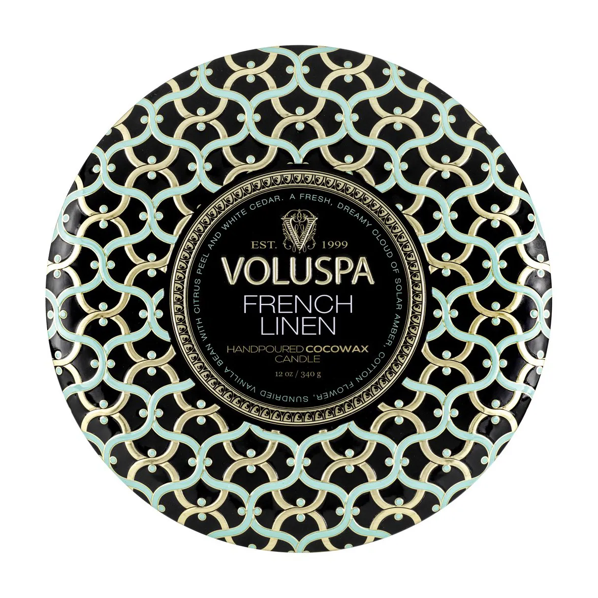 Maison Noir 3-wick Tin αρωματικό 40 ώρες, Γαλλικό Λινό Voluspa