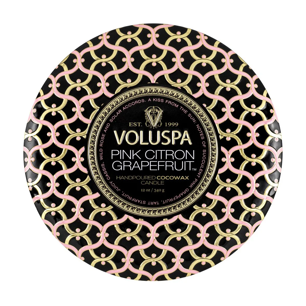 Maison Noir 3-wick Tin αρωματικό 40 ώρες, Ροζ Κίτρο Γκρέιπφρουτ Voluspa