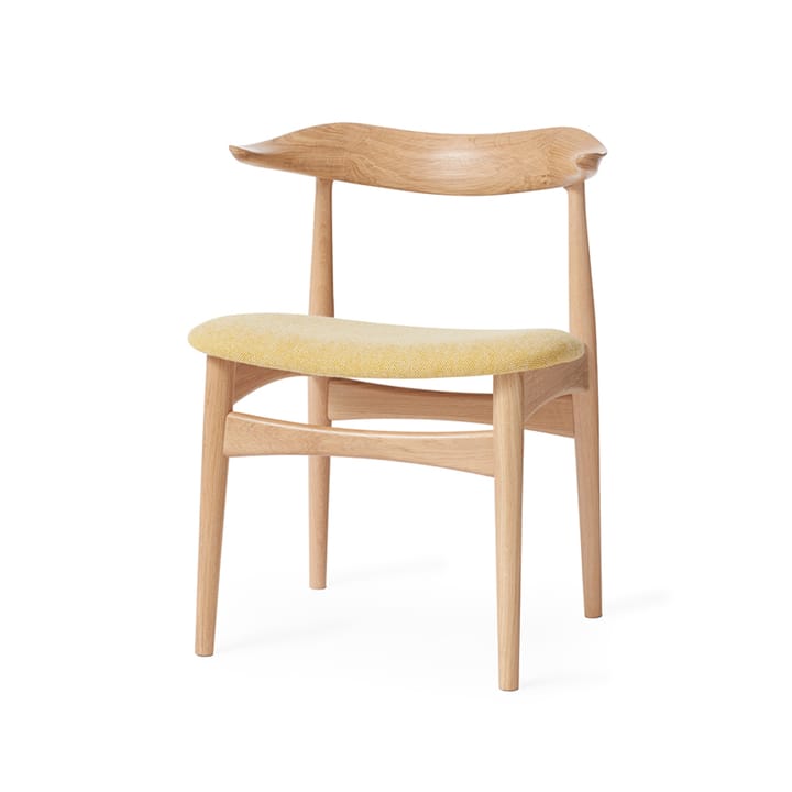 Καρέκλα, Cow Horn - Ύφασμα στο χρώμα της βανίλιας, πόδια από λευκή λαδωμένη δρυ - Warm Nordic