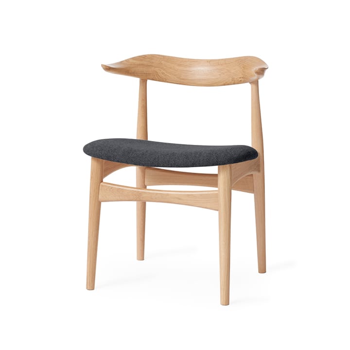Καρέκλα, Cow Horn - Ύφασμα σε χρώμα ανθρακίτη μελανζέ, πόδια από λευκή λαδωμένη δρυ - Warm Nordic