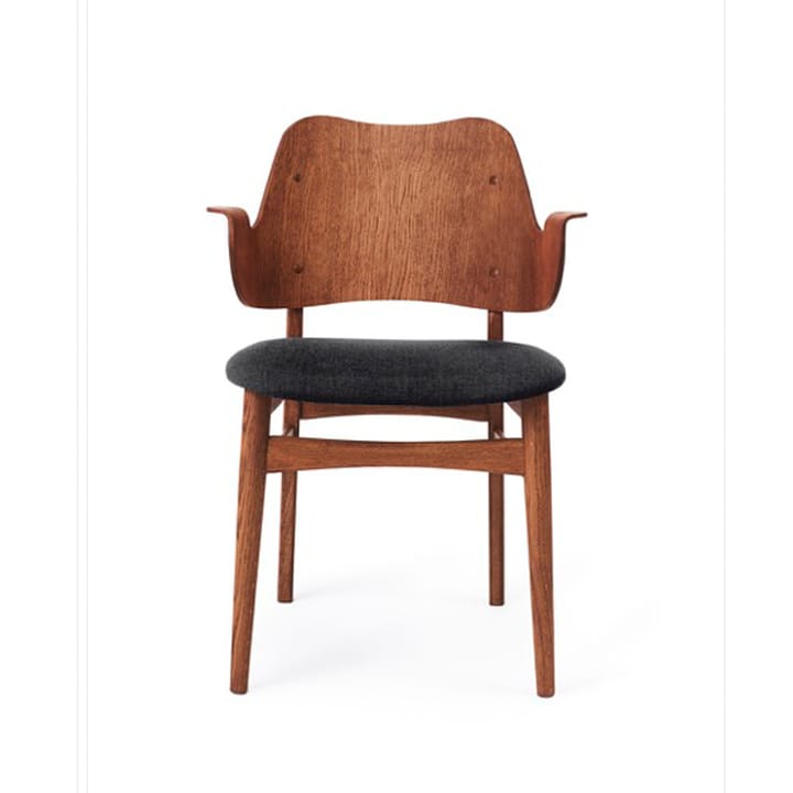 Καρέκλα Gesture, ταπετσαρισμένο κάθισμα - Ανθρακίτης-πόδια από δρυ με λάδι τικ - Warm Nordic