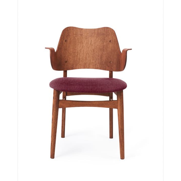 Καρέκλα Gesture, ταπετσαρισμένο κάθισμα - Μπορντό-�πόδια από δρυ με λάδι τικ - Warm Nordic