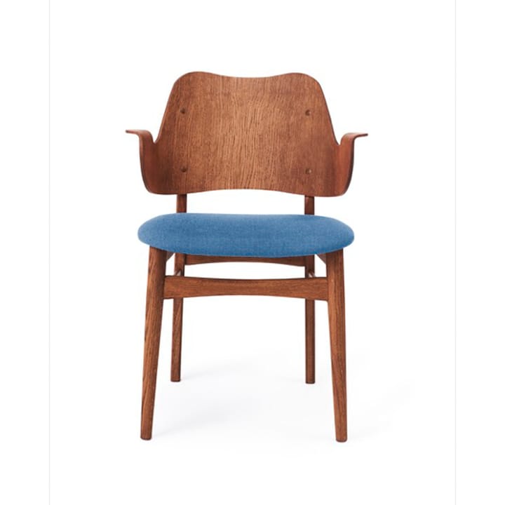 Καρέκλα Gesture, ταπετσαρισμένο κάθισμα - Μπλε της θάλασσας-πόδια από δρυ με λάδι τικ - Warm Nordic