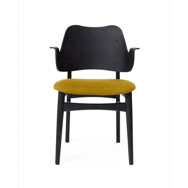 Καρέκλα Gesture, ταπετσαρισμένο κάθισμα - Κίτρινο-πόδια οξιάς με μαύρη λάκα - Warm Nordic
