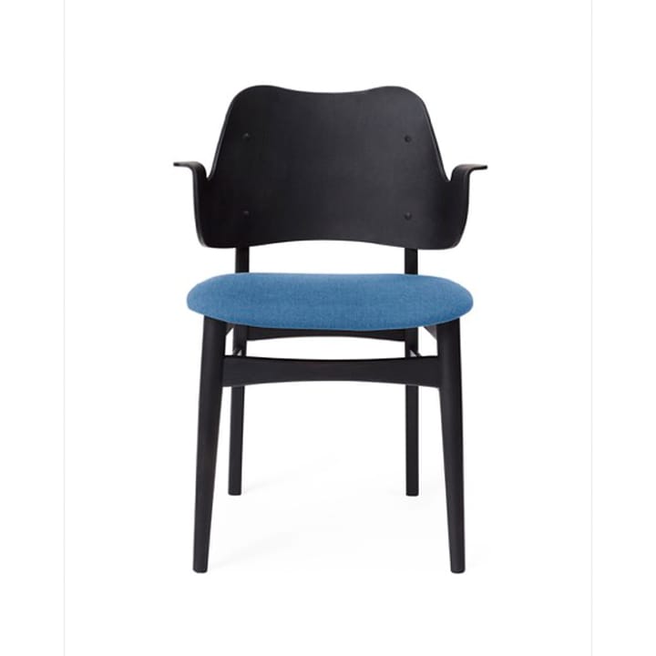 Καρέκλα Gesture, ταπετσαρισμένο κάθισμα - Μπλε της θάλασσας-πόδια οξιάς με μαύρη λάκα - Warm Nordic