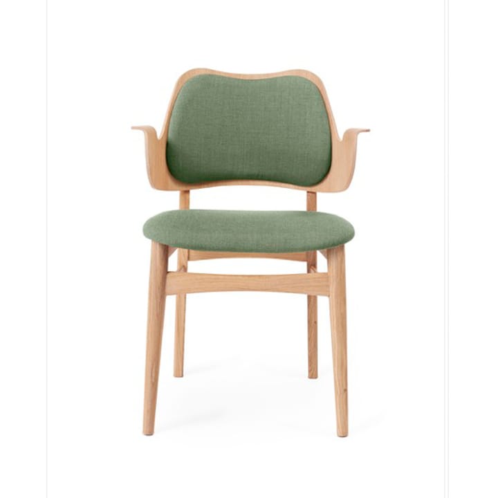 Καρέκλα Gesture, ταπετσαρισμένο κάθισμα και πλάτη - Ύφασμα καραβόπανο 926 γκριζοπράσινο, πόδια από λευκή λαδωμένη δρυ, ταπετσαρισμένο κάθισμα, ταπετσαρισμένη πλάτη - Warm Nordic