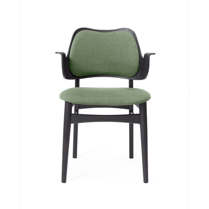 Καρέκλα Gesture, ταπετσαρισμένο κάθισμα και πλάτη - Ύφασμα καραβόπανο 926 γκριζοπράσινο, πόδια οξιάς με μαύρη λάκα, ταπετσαρισμένη πλάτη - Warm Nordic
