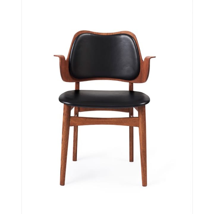 Καρέκλα Gesture, ταπετσαρισμένο κάθισμα και πλάτη - Δέρμα prescott 207 μαύρο, πόδια από δρυ με λάδι τικ, ταπετσαρισμένο κάθισμα, ταπετσαρισμ�ένη πλάτη - Warm Nordic