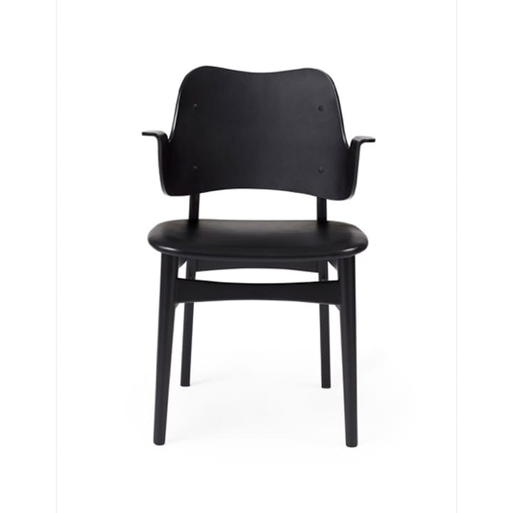 Καρέκλα Gesture, ταπετσαρισμένο κάθισμα - Δέρμα prescott 207 μαύρο, πόδια οξιάς με μαύρη λάκα, ταπετσαρισμένο κάθισμα - Warm Nordic