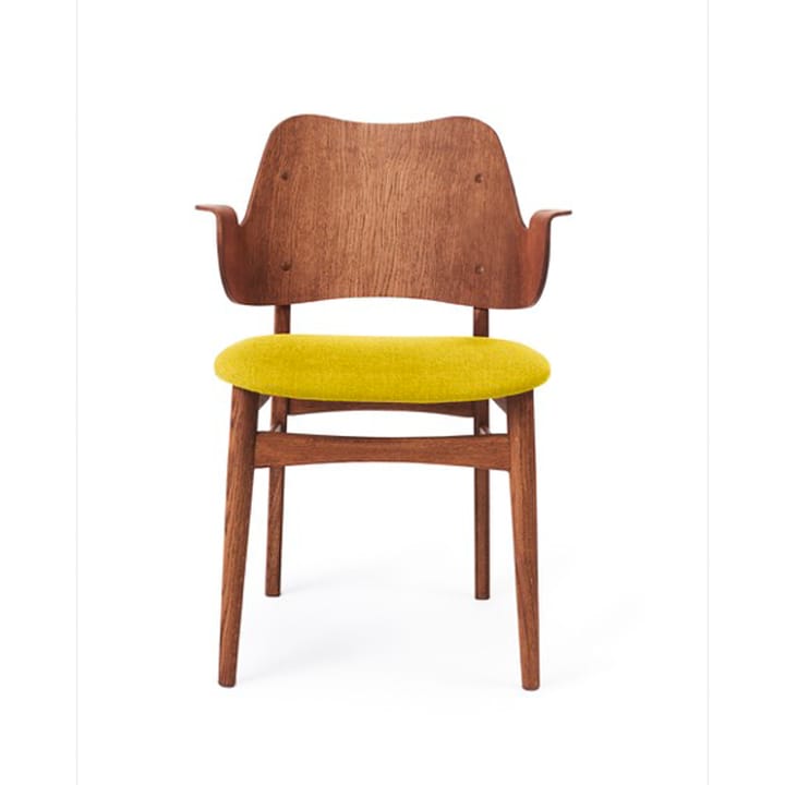 Καρέκλα Gesture, ταπετσαρισμένο κάθισμα - Ύφασμα κίτρινο, πόδια από δρυ με λάδι τικ - Warm Nordic